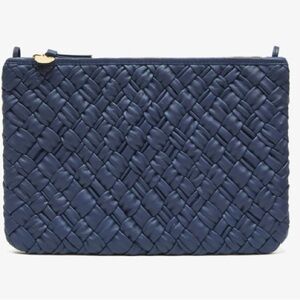 Clare V. Bright Navy Puffy Woven Flat Clutch with Tabs NWT